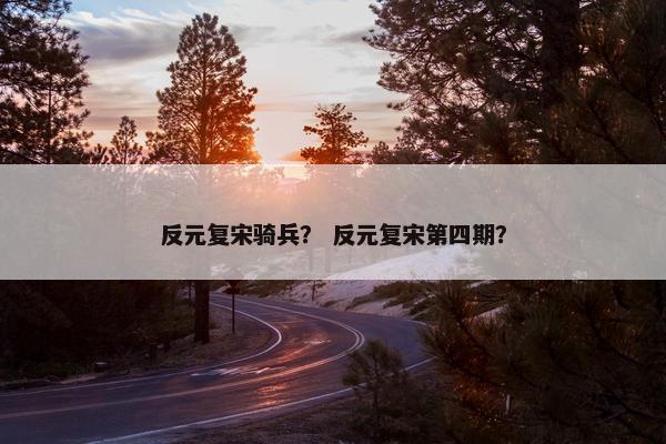 反元复宋骑兵？ 反元复宋第四期？