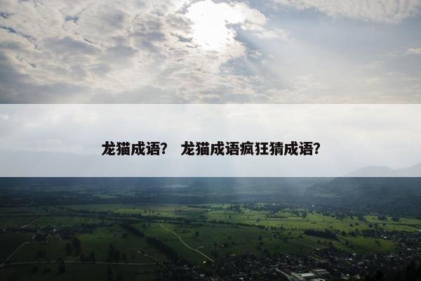龙猫成语？ 龙猫成语疯狂猜成语？