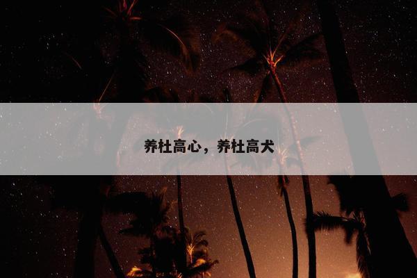 养杜高心，养杜高犬