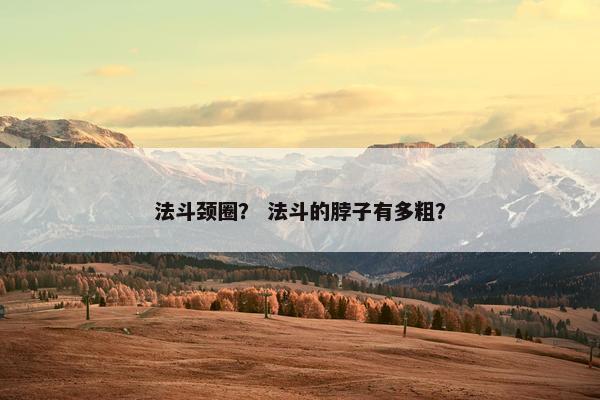 法斗颈圈？ 法斗的脖子有多粗？