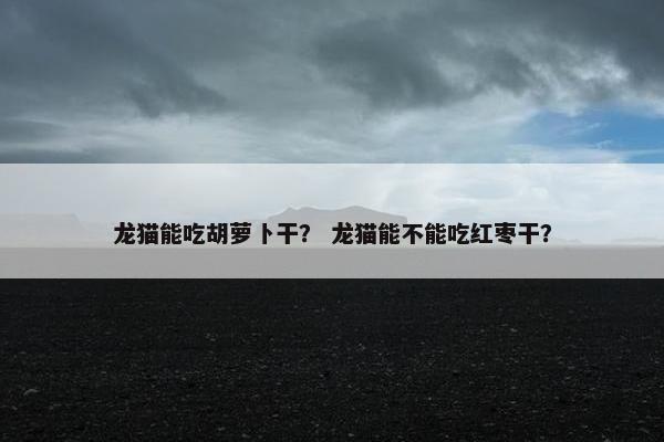 龙猫能吃胡萝卜干？ 龙猫能不能吃红枣干？