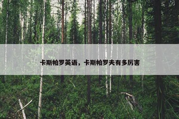卡斯帕罗英语，卡斯帕罗夫有多厉害