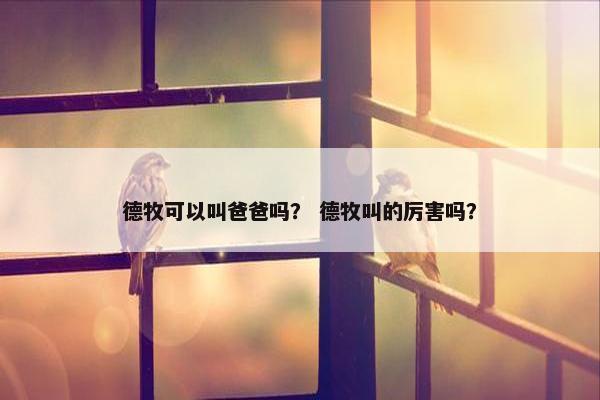 德牧可以叫爸爸吗？ 德牧叫的厉害吗？