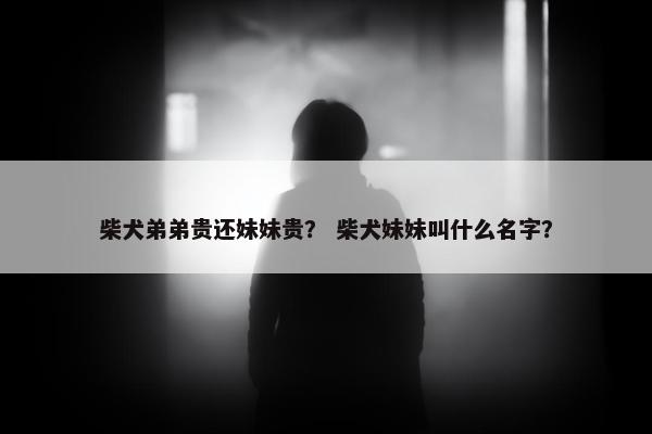 柴犬弟弟贵还妹妹贵？ 柴犬妹妹叫什么名字？