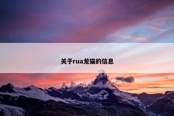 关于rua龙猫的信息