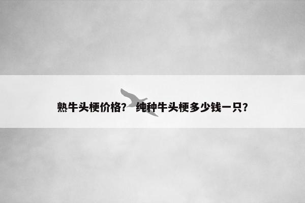 熟牛头梗价格？ 纯种牛头梗多少钱一只？
