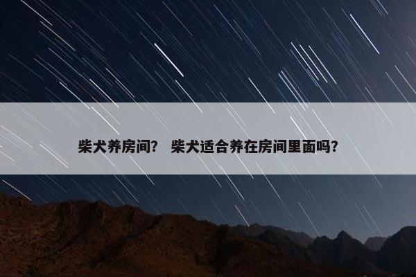 柴犬养房间？ 柴犬适合养在房间里面吗？