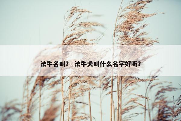 法牛名叫？ 法牛犬叫什么名字好听？
