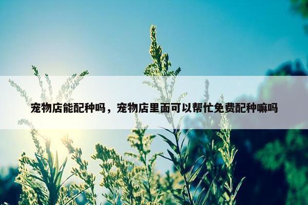 宠物店能配种吗，宠物店里面可以帮忙免费配种嘛吗