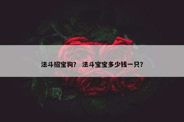 法斗招宝狗？ 法斗宝宝多少钱一只？